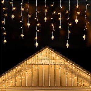 Twinkle Star Icicle lights, Christmas Light 150LED 8 Modes Curtain Lights